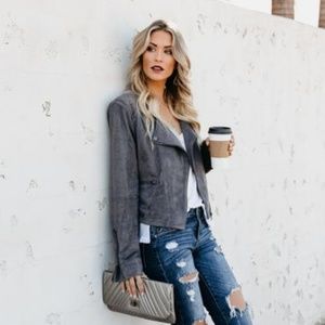 Vici FAUX SUEDE POCKETED MOTO JACKET